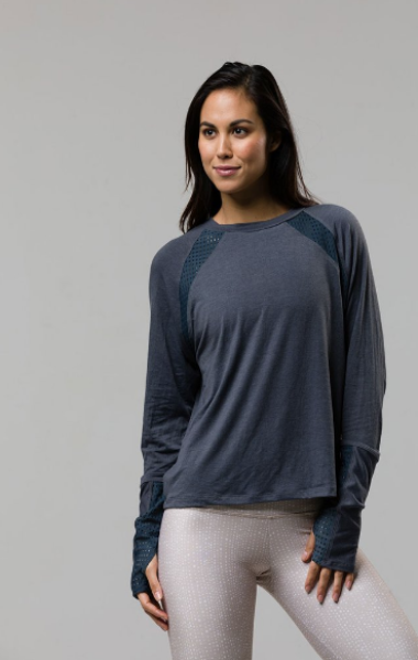 Image Title Onzie Pullover Long Sleeve Crewe - Slate Gray